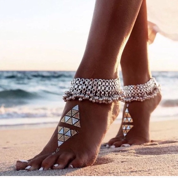 Jewelry - Restocked boho silver thick anklet versatile NEW